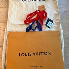 Authentic LOUIS VUITTON Logo Fabric Garment Suit Dust Bag hanger, shopping bag