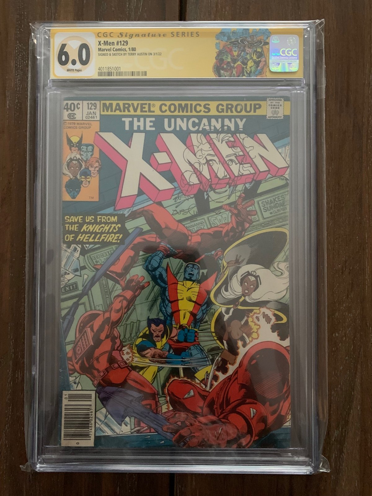 X-Men #129 CGC SS SKETCH TERRY AUSTIN 1st App. Kitty Pryde, Custom label NICE