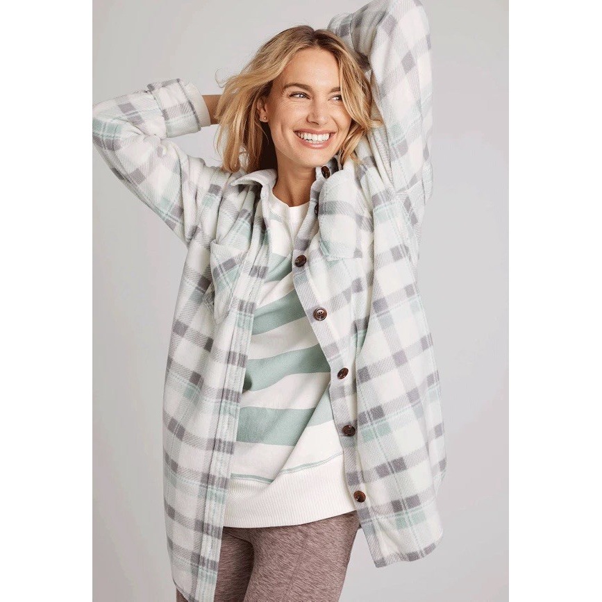 Maurices Women's Plus Sz 3X Wilder Plaid Button Up Fleece Shacket