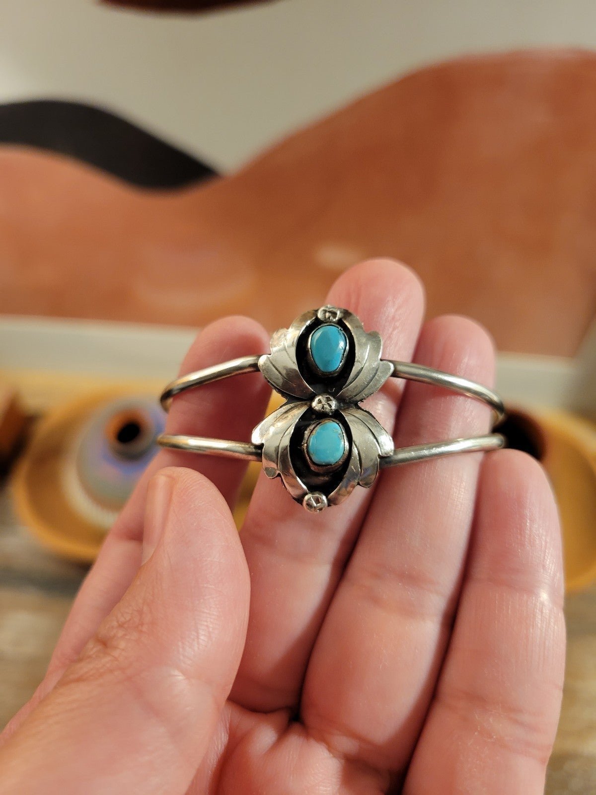 Vintage Sterling Silver Turquoise Cuff Bracelet