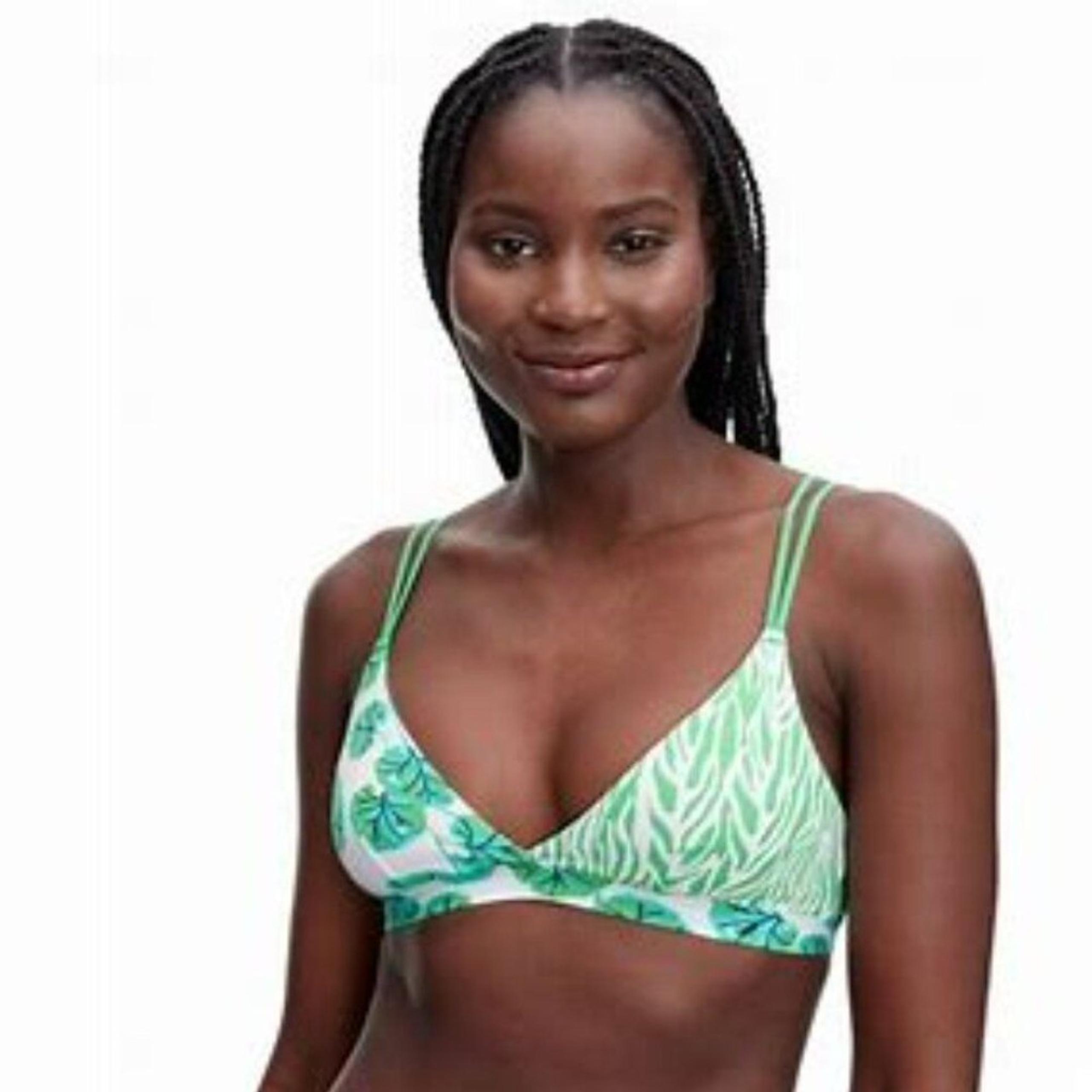 Diane Von Furstenberg 4-Way Cotton Stretch Geranium Leaf/Green Zebra Bralette XS