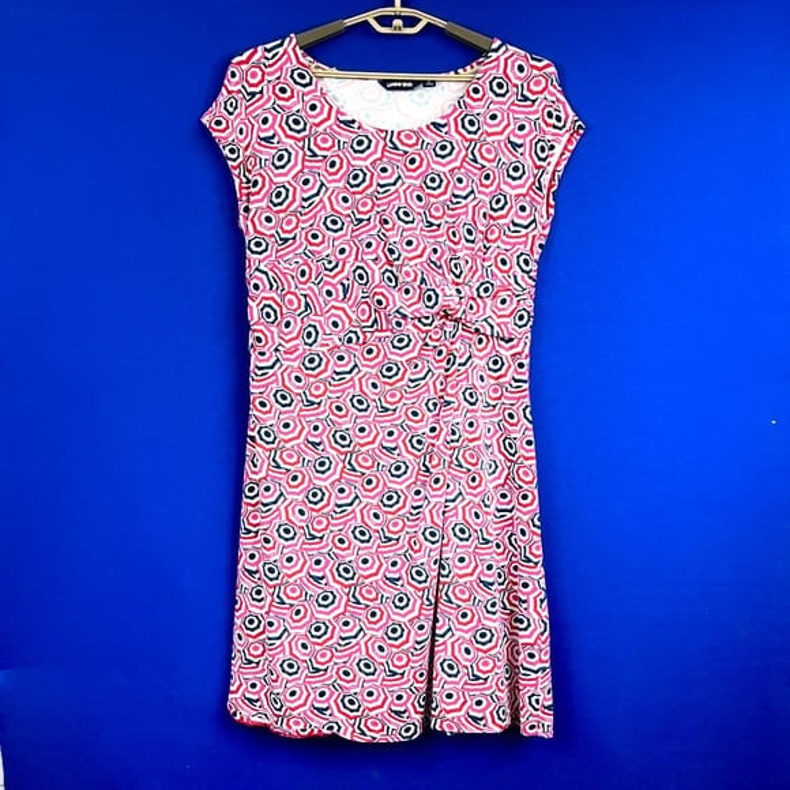 |•LAND'S END•| Pretty Umbrella Print Cap Sleeve Stretch Knit Dress Size XL