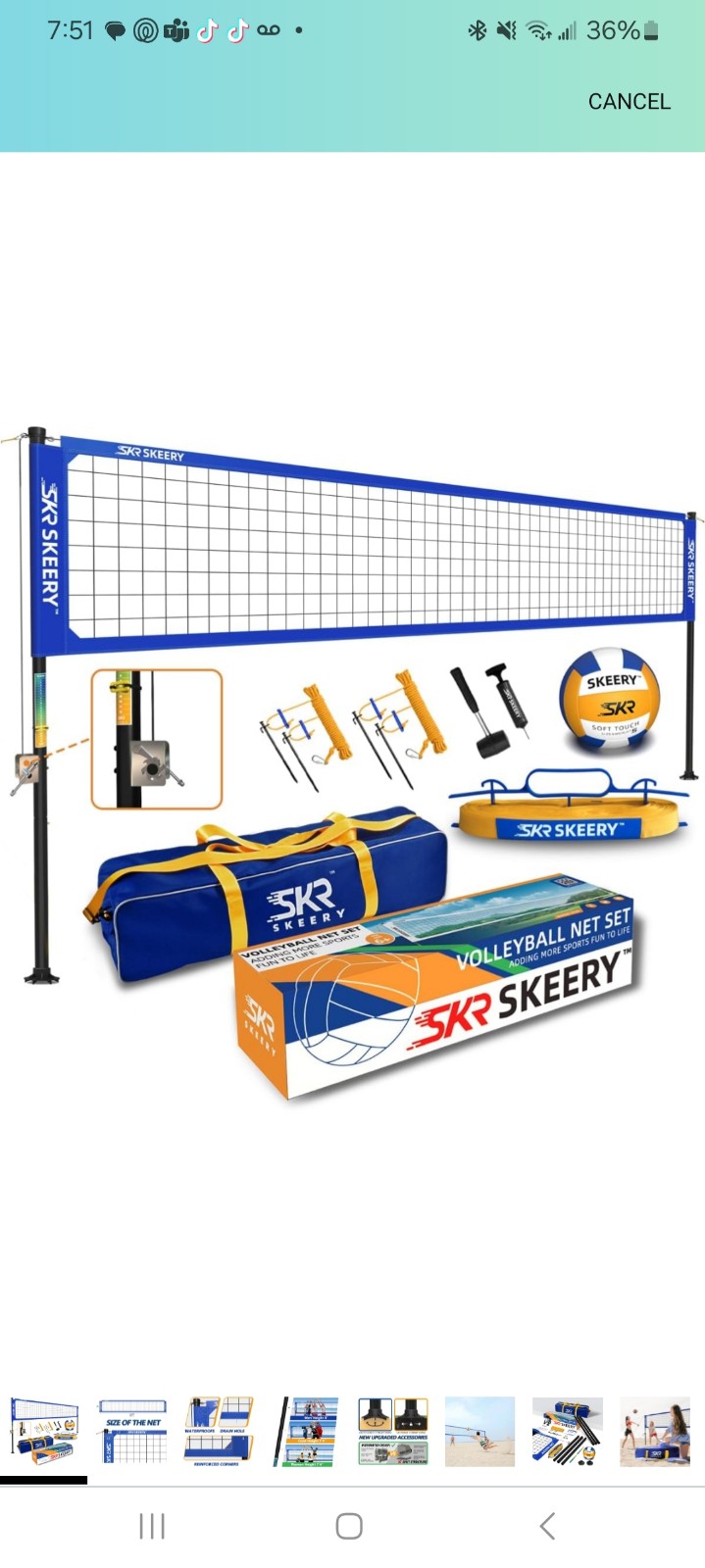 Outdoor Heavy Duty Volleyball Net Set, Anti-Sag Design, Adjustable Aluminum Pole