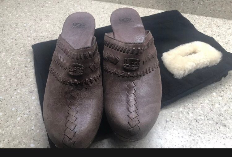 Ugg leather mule slide on shoes sz 10