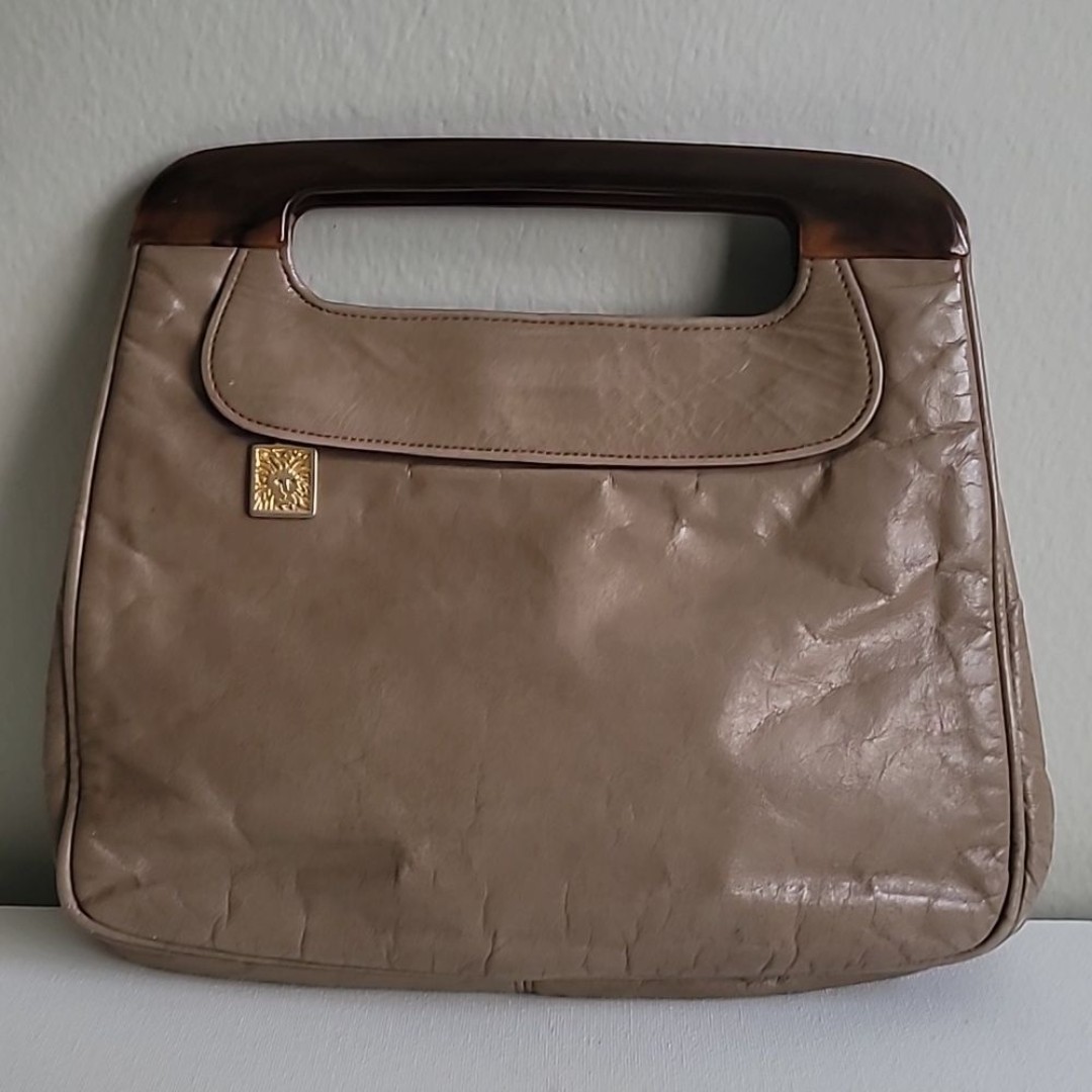 Vintage Ann Klein lucite handle leather handbag