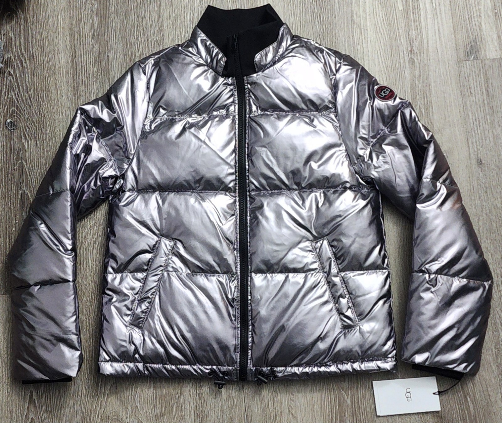 UGG Izzie Puffer Jacket Silver Metallic - Women's Size S - New with Tags