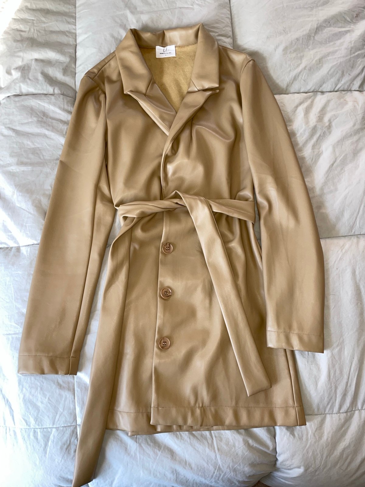 Women’s Size Small Tan Double Breasted Leather Peacoat