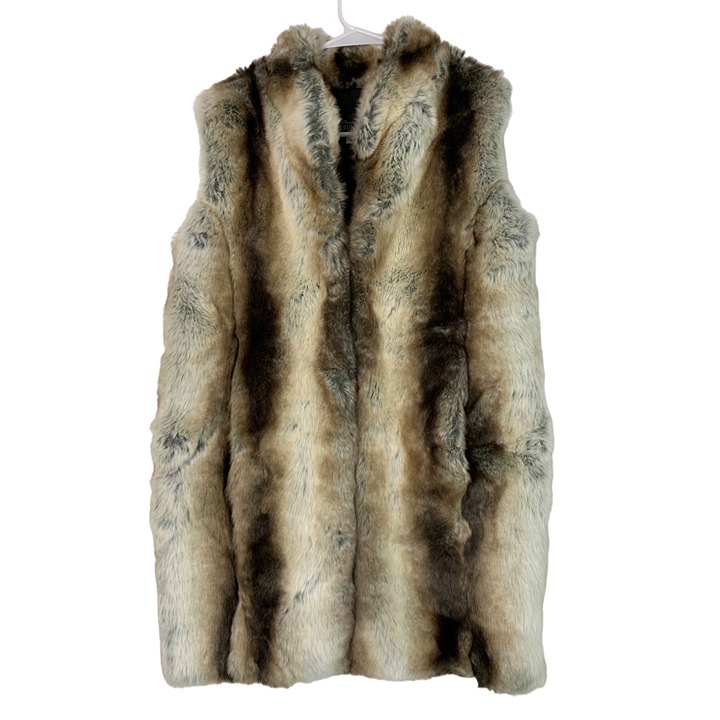 Womens Donna Salyers Fabulous-Furs Faux Fur Hook Vest XS EUC 7743 long line
