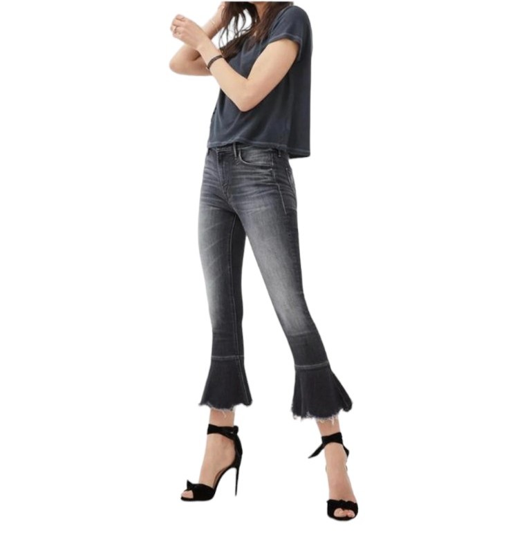 Mother The Cha Cha Chew Leave the light on Flounce hem Crop Ankle skinny Jeans