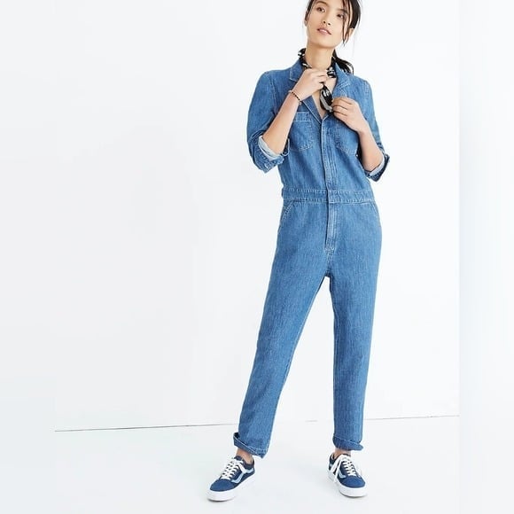 Madewell - Utility Denim Jumpsuit H6433 Long Sleeve Zip-Up | Medium | Phair Wash