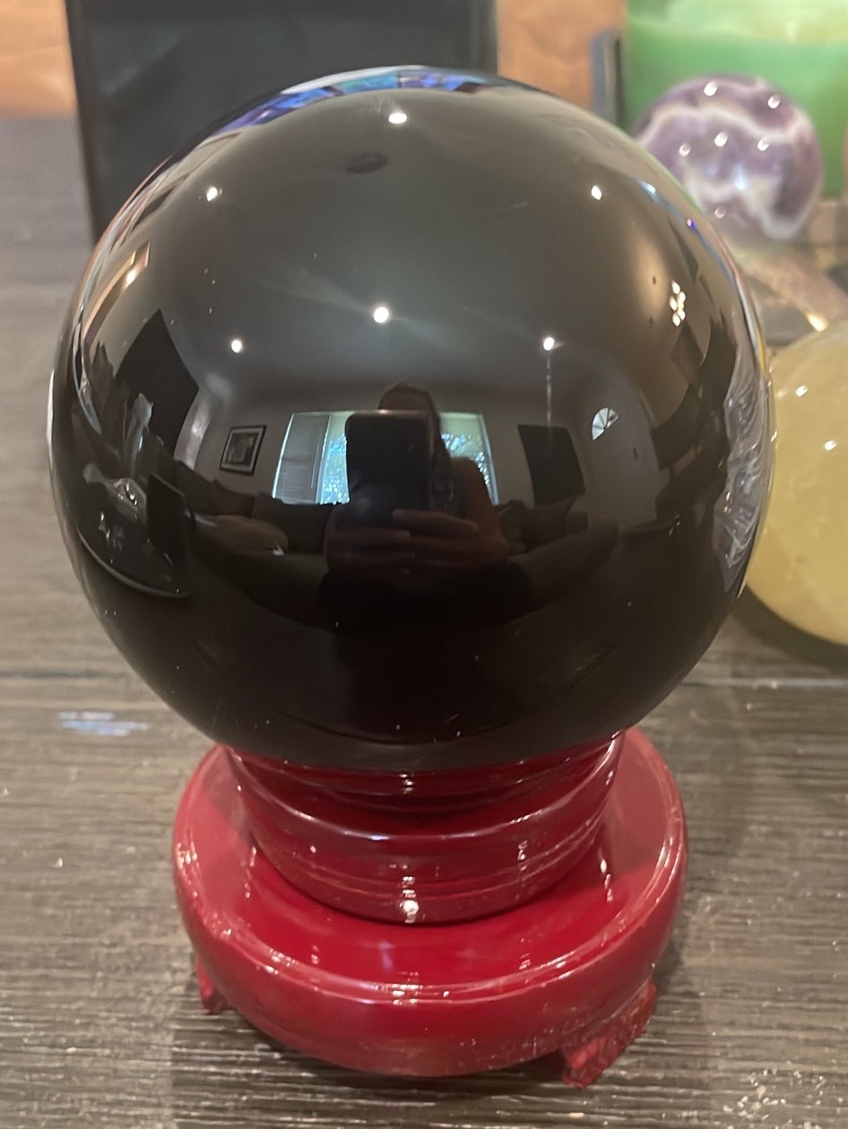 Crystal XL Black Obsidian XL sphere! (98.8mm/45.40oz)!