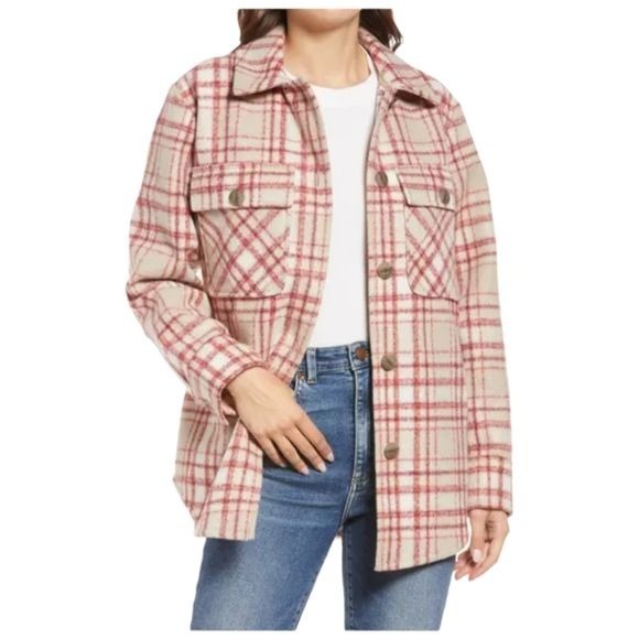 NWT Treasure and Bond Plaid Wool Blend Shacket Size 1X