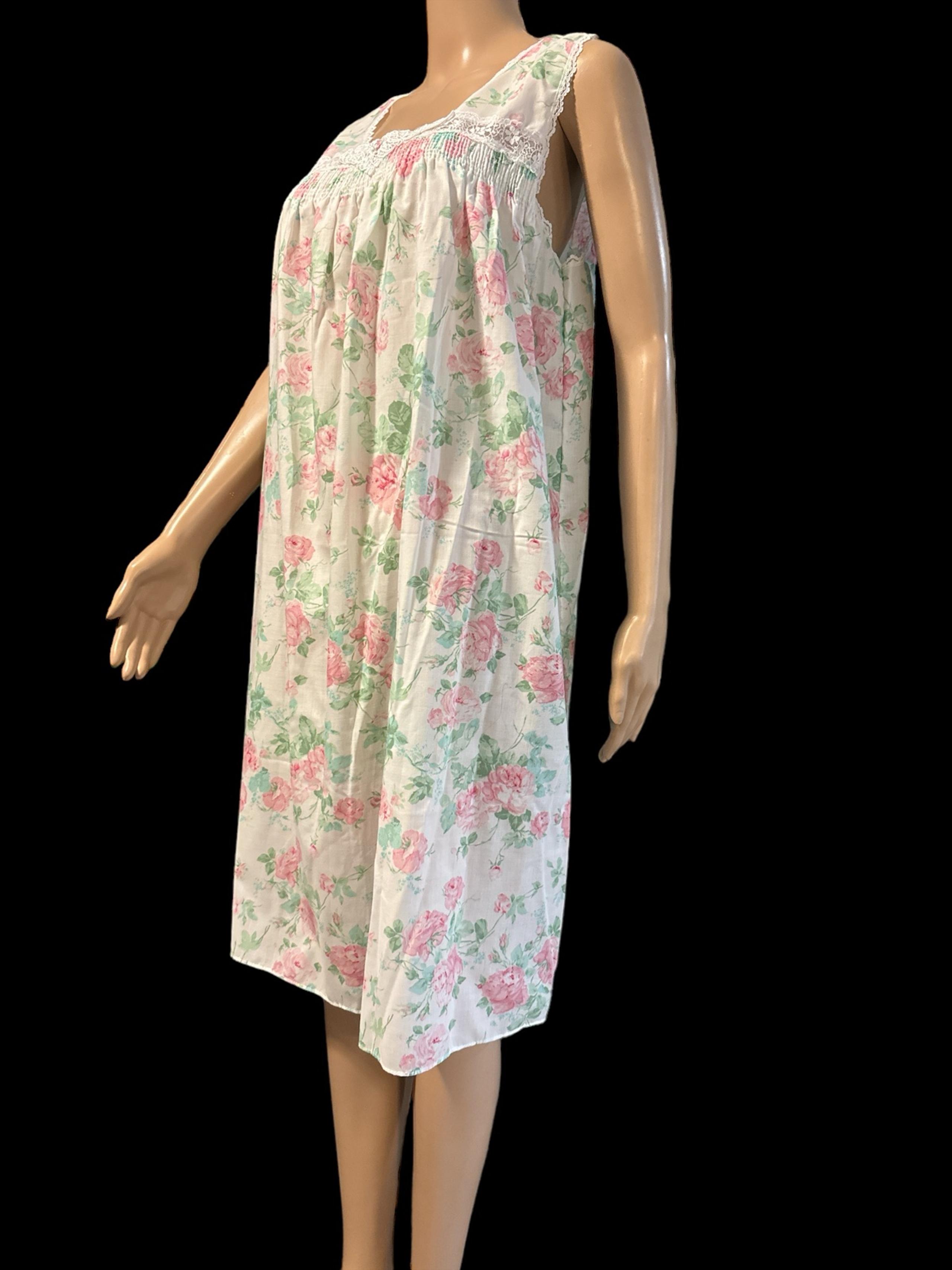 Miss Elaine Vintage Floral Lace Night Gown Women's Size Large
