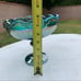 Vintage Indiana Glass iridescent Peacock BlueGarland Pedestal Bowl