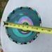 Vintage Indiana Glass iridescent Peacock BlueGarland Pedestal Bowl