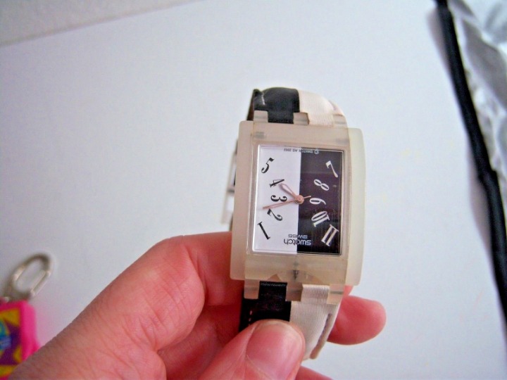 Swatch watch hidden watch leather
