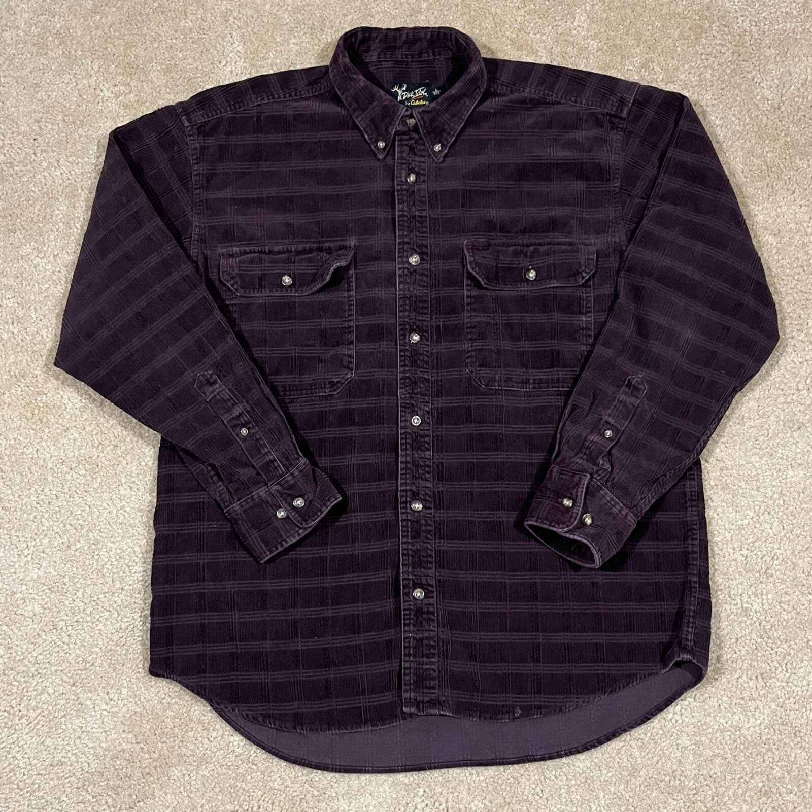 Cabelas Dick Idol Mens Heavy Corduroy Purple Button Down Shirt Size Large