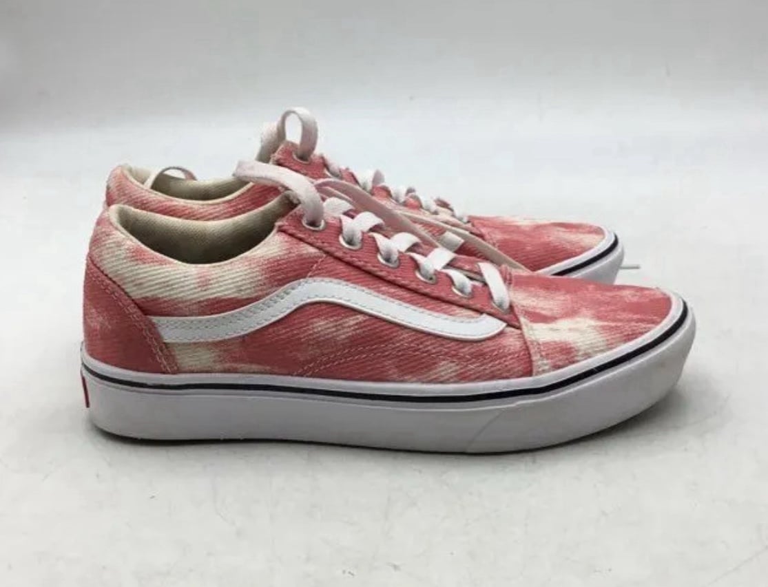 VANS Unisex Comfycush Old Skool Pink & White Tie Dye Sneakers Women Sz W/7 M/5.5