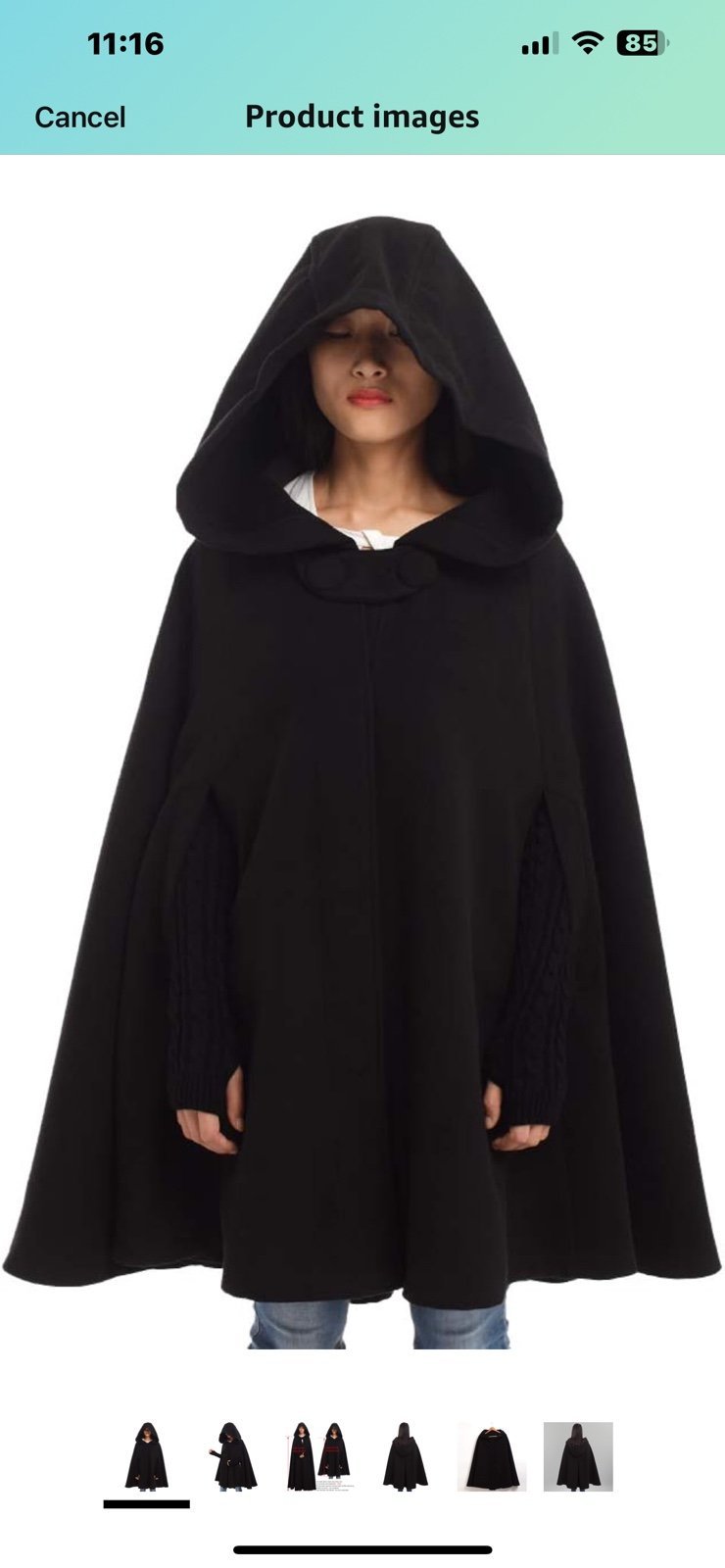 Chic Black Cape Cloak Hooded