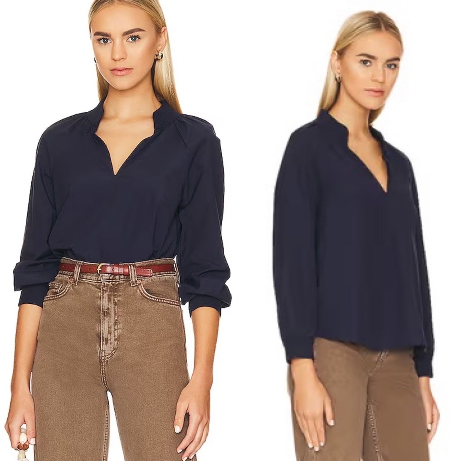 Brochu Walker Amaia black cotton poplin blouse size XS minimalist quiet luxury