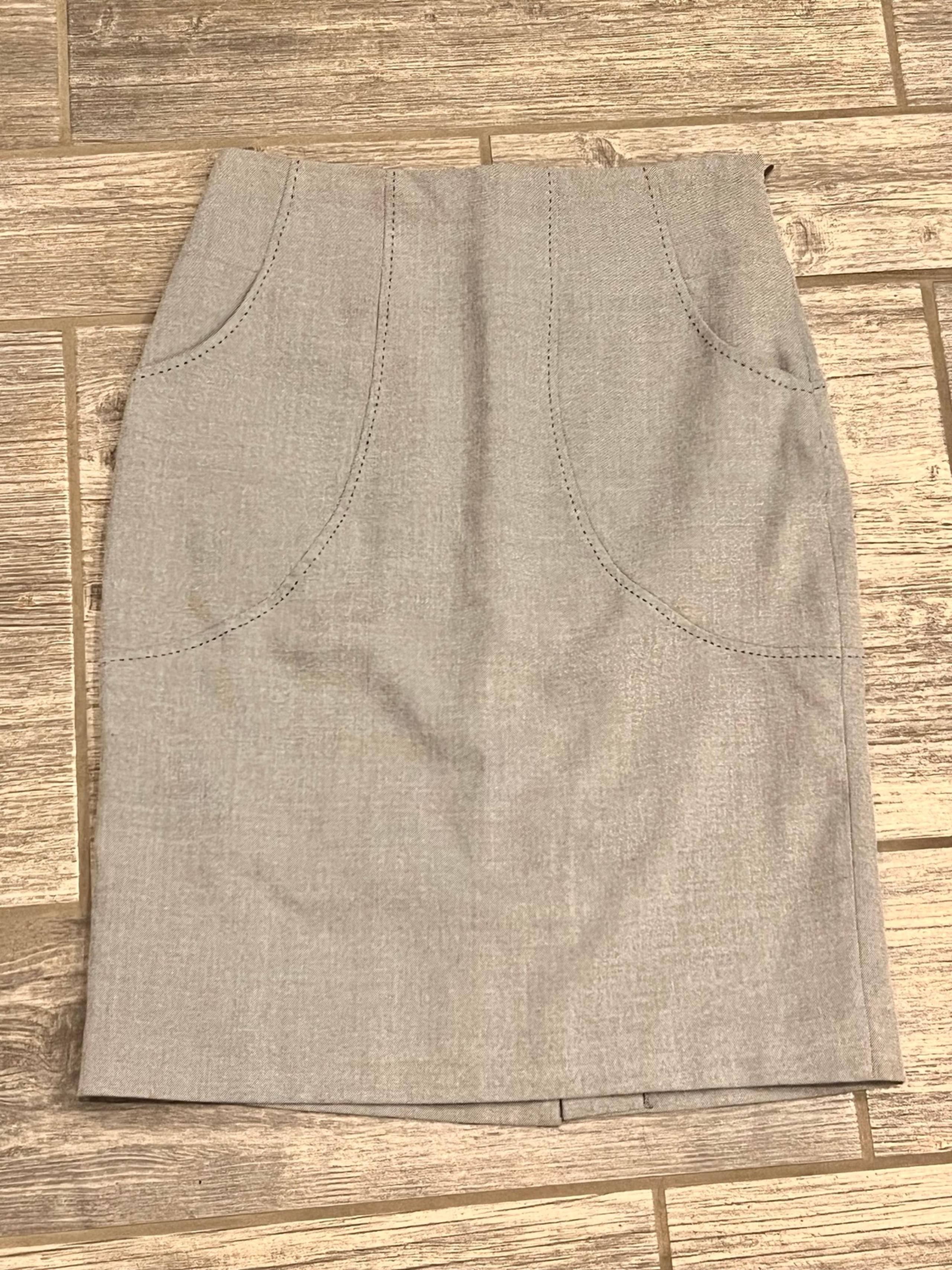 Worthington Skirt Womens 12P Gray Lined Back Zip Up Pencil Work Petite