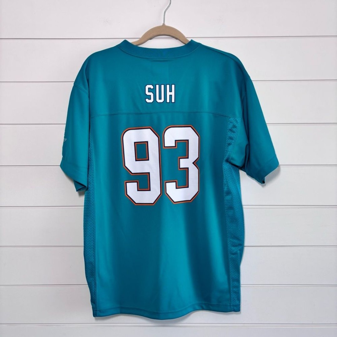 Miami Dolphins Turquoise Jersey Suh #93 Youth XL