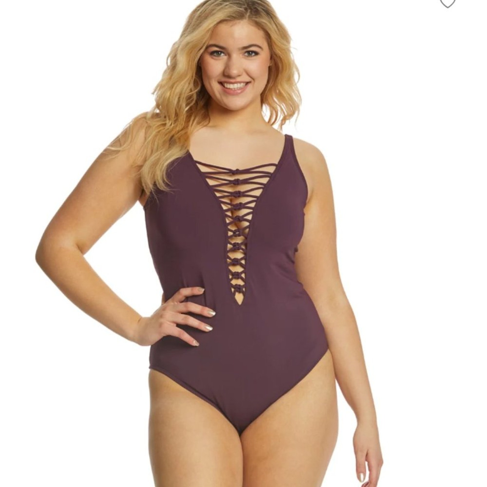 Bleu Rod Beattie Oh So Knotty Lace One Piece Swimsuit Size 10