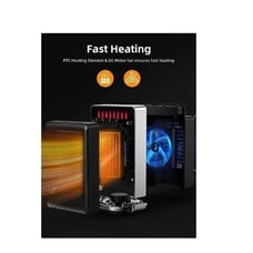 Electric Space Heater with Oscillation & Overheat Tip-Over Protection Black