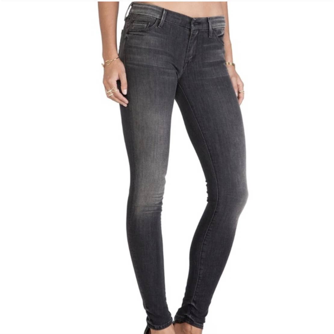 Mother The Looker Jeans 27 4 Rebels and Lovers Denim Black Gray Skinny Women's