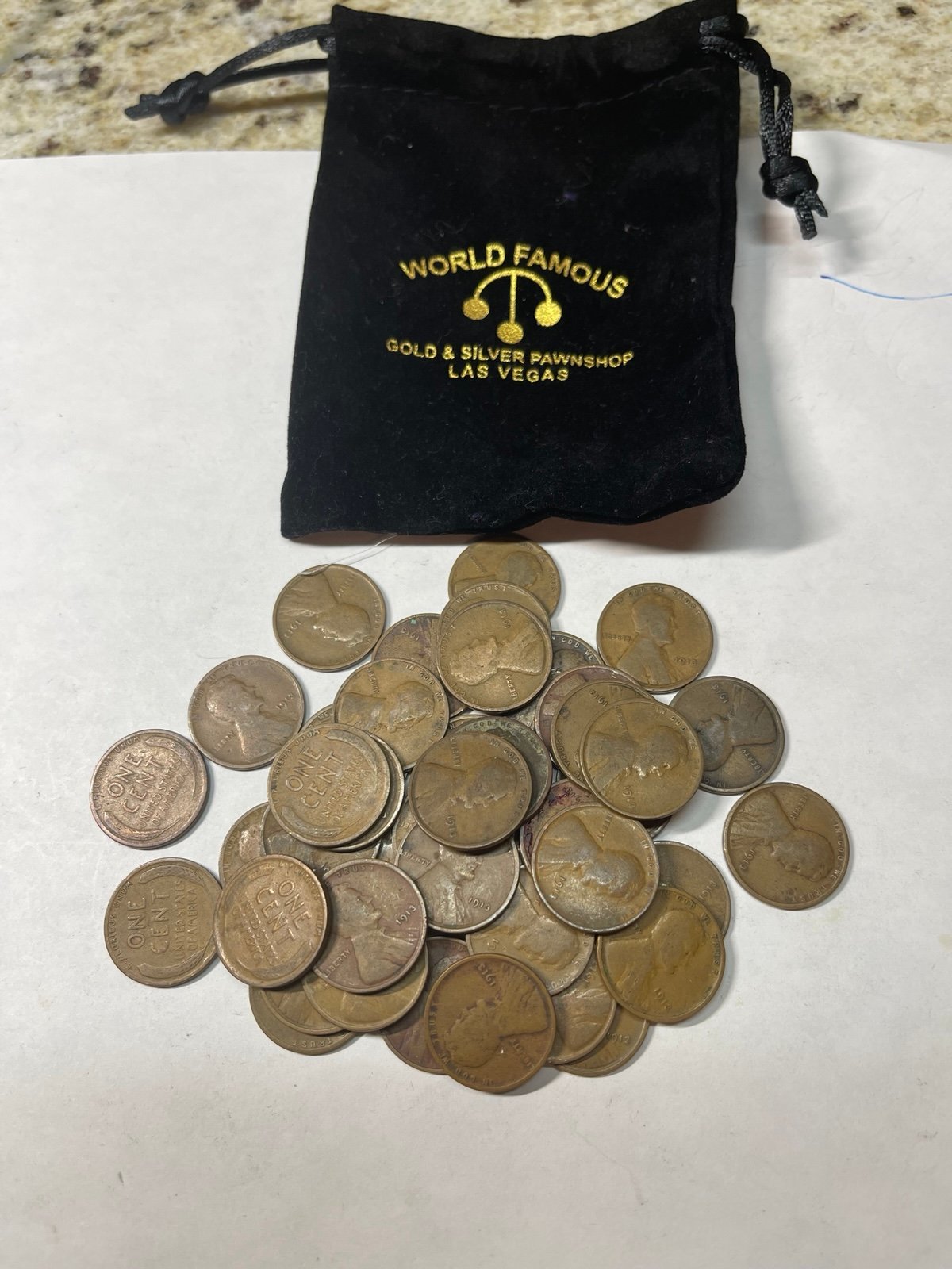 Bag of (44) 1913 wheat pennies