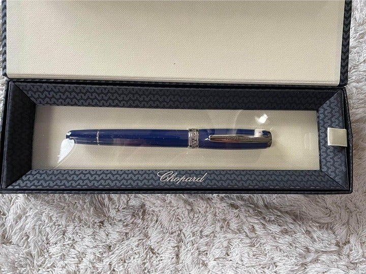 Chopard Blue Palladium Plated Resin Rollerball Pen