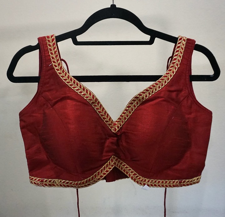 Maroon and Gold Saree Choli Lehenga Blouse
