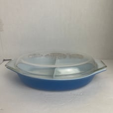 Vintage Pyrex Royal Blue Divided Serving Dish