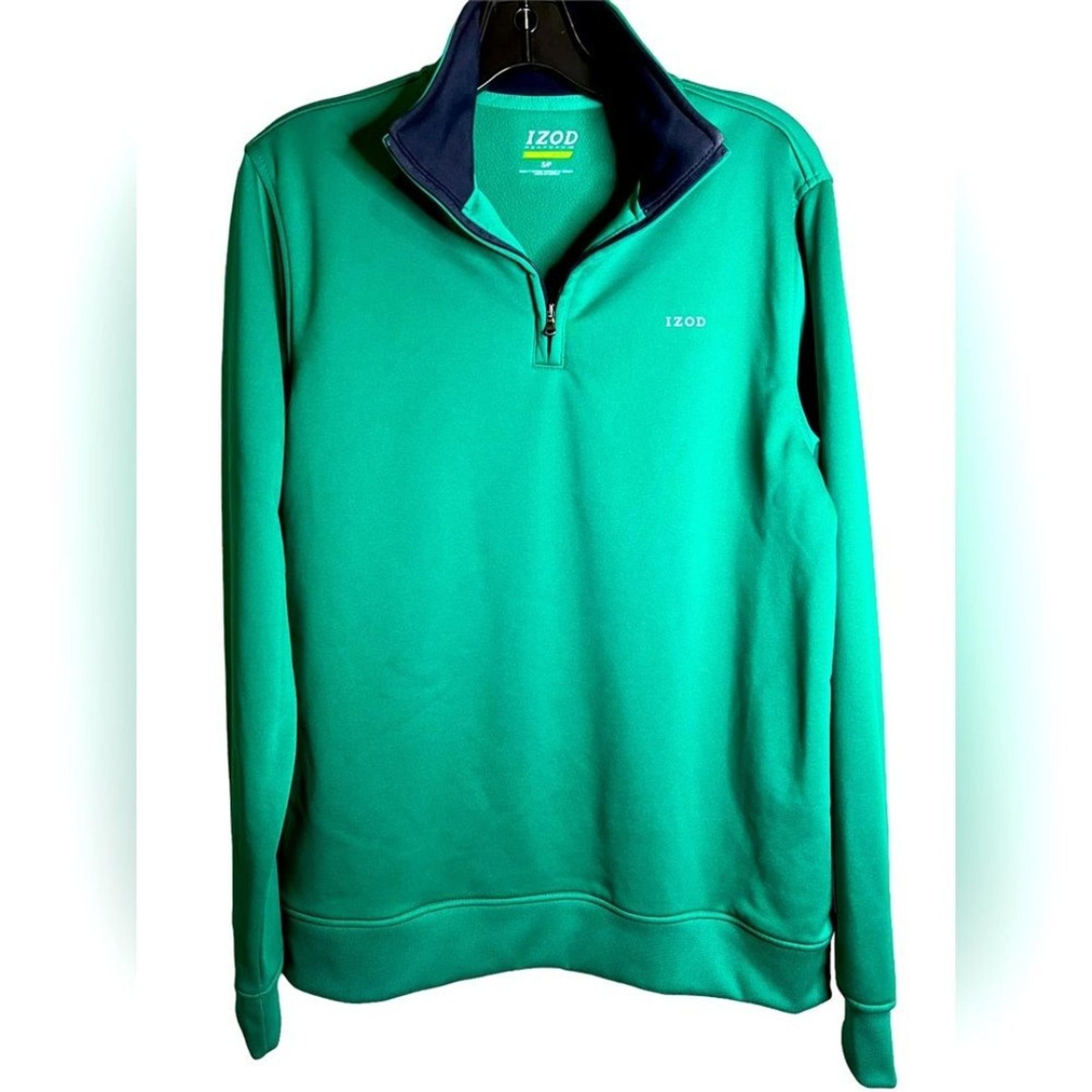 Mens Izod Perform Green Pullover Size Small Golf Quarter Zip Long Sleeve