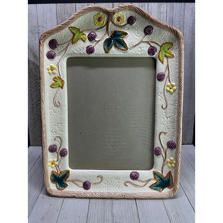 Vintage Terragrafics Picture Frame Ceramic Berry Embossed Design 14''x10''