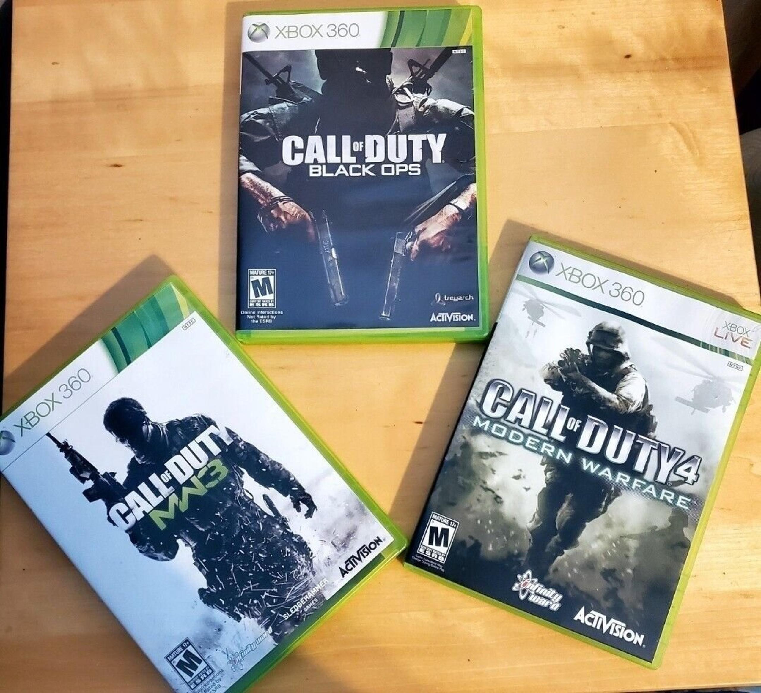 XBox 360 Video Games Lot of 3 Call of Duty Modern Warfare 4 - MW3- Black Ops