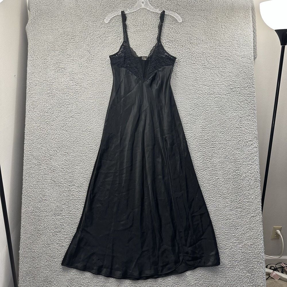 Vintage Victoria's Secret Silky Satin Lace Mesh Maxi Gown Slip Dress Y2K Women S