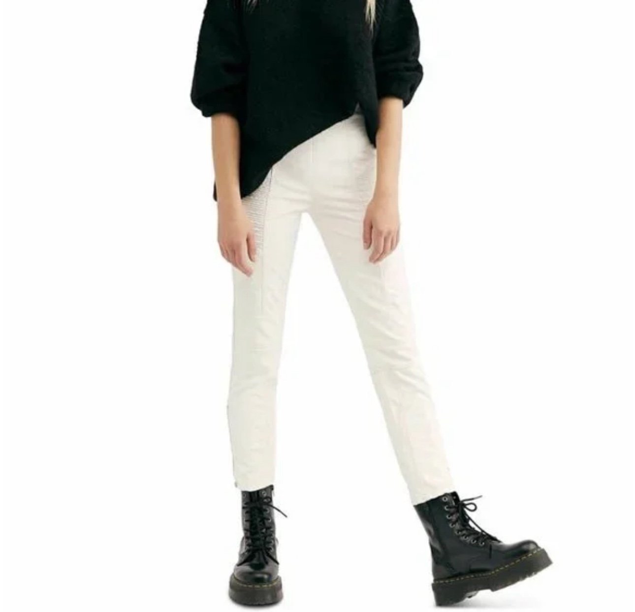 Women’s White Free People Kaelin Vegan Leather High Waisted Moto Skinny Pants