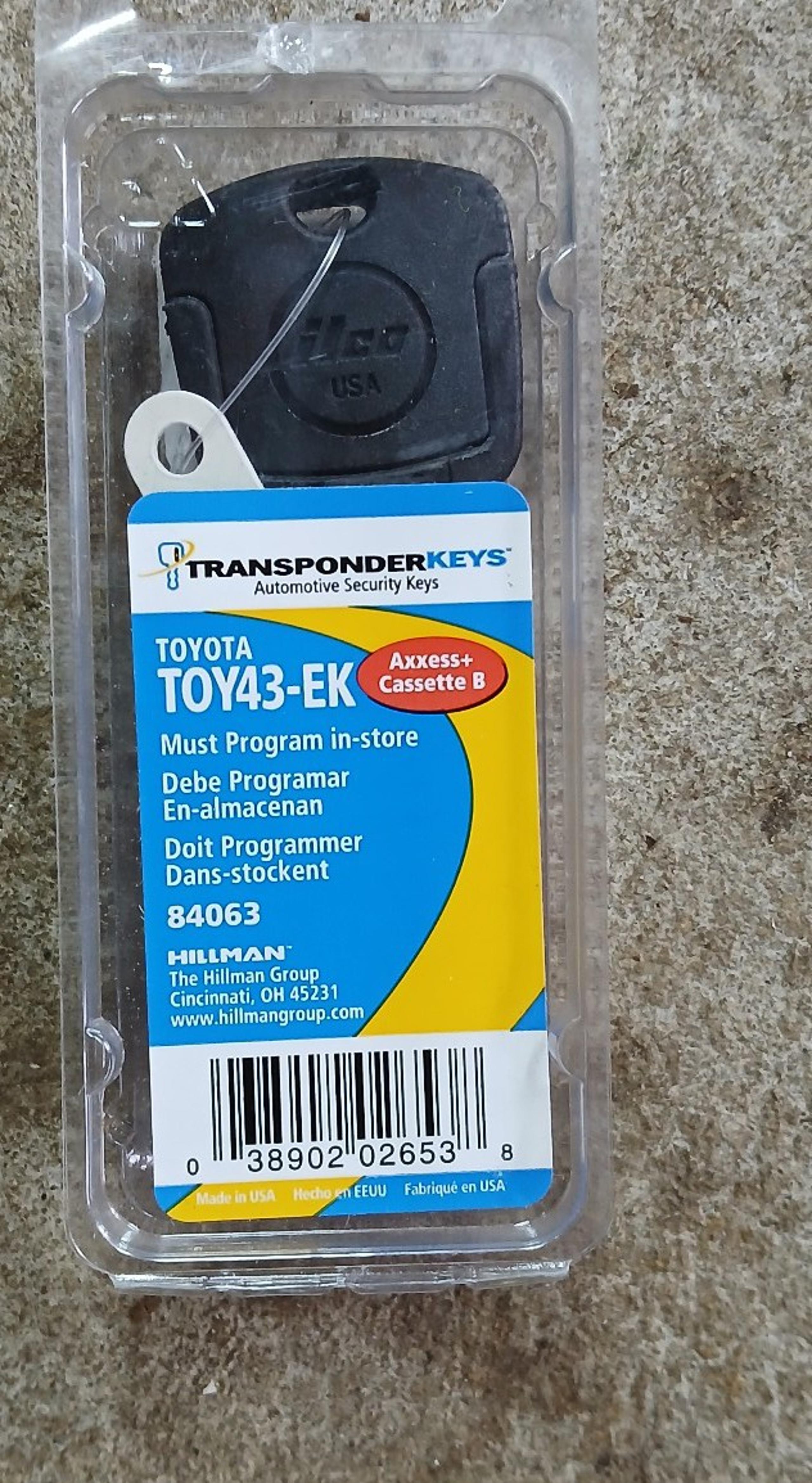 New toyota transponder key