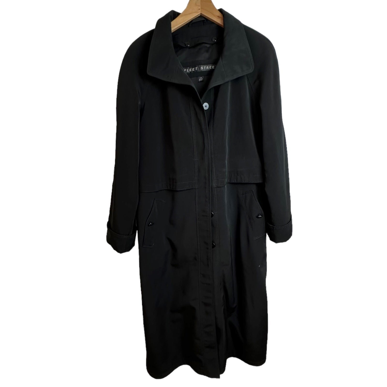 Fleet Street 12 black long trench coat removable liner Matrix Goth Officewear