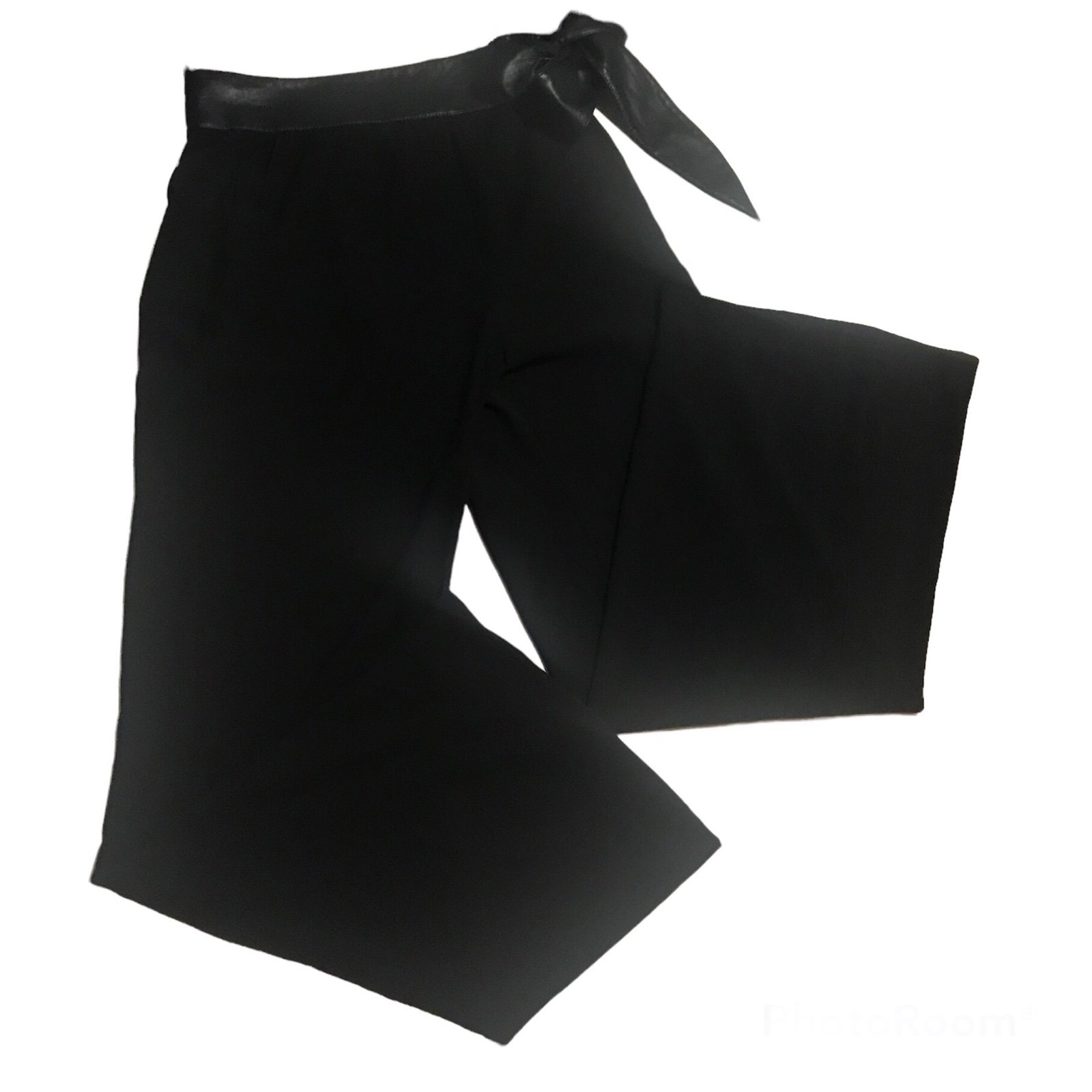 Nanushka High Rise Dress Pants Vegan Leather Waist Side Tie Wide Legs Size Large