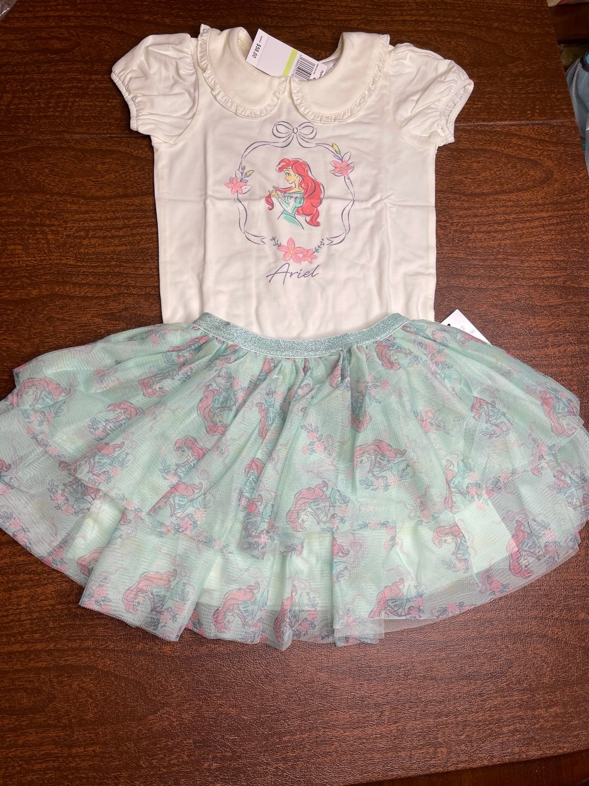 NWT 6x disney Ariel tutu glitter princess shirt top skirt dress outfit birthday