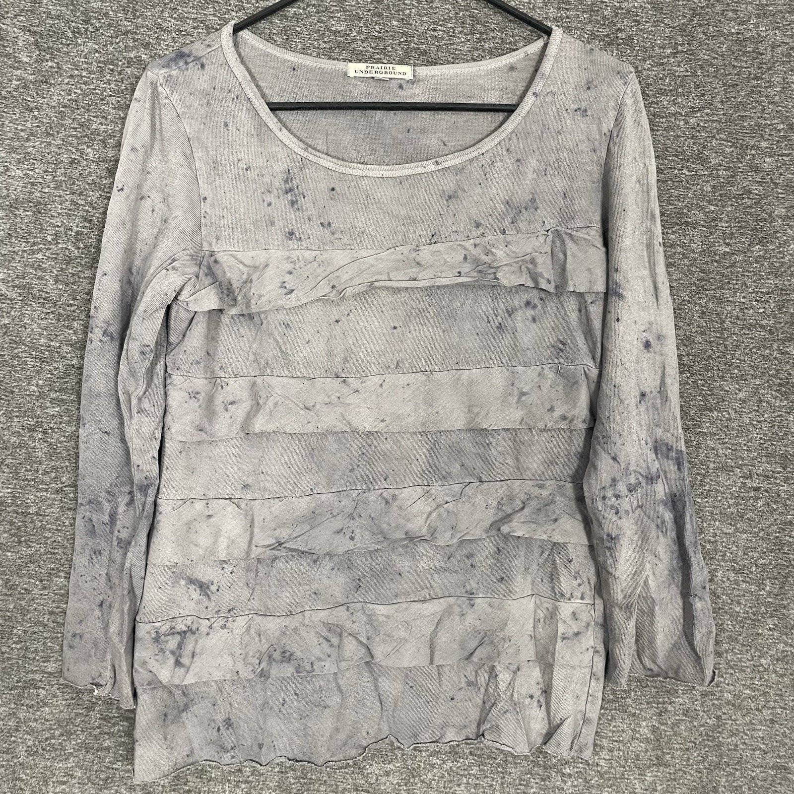 Prairie Underground Shirt Top Ruched Layered Tie Dye Gray Size M