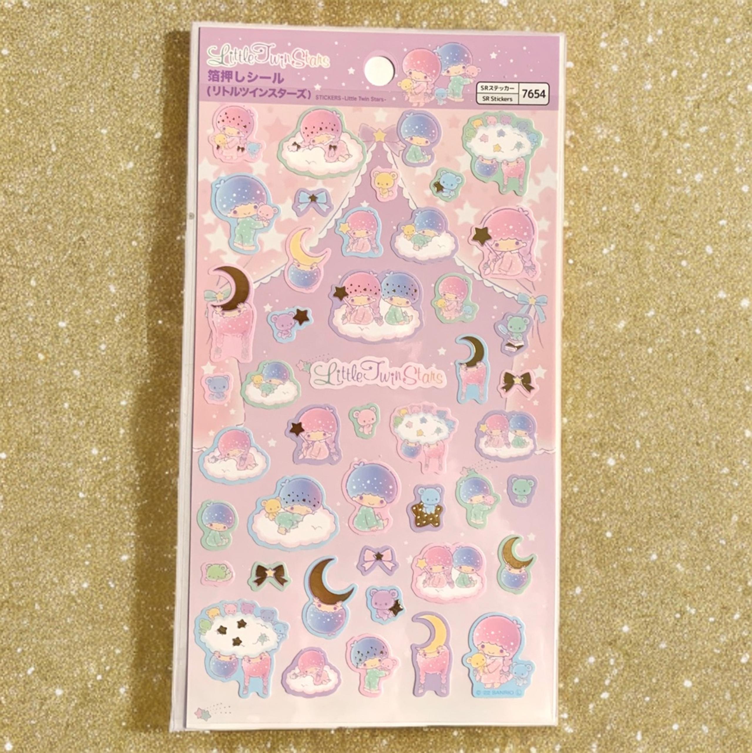 Sanrio Sticker Sheet - Little Twin Stars, Gold Accents For Planner Scrapbook
