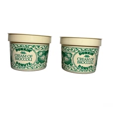 Vintage Dunkin Donuts Cream of Broccoli Cups NO LIDS Set of 2