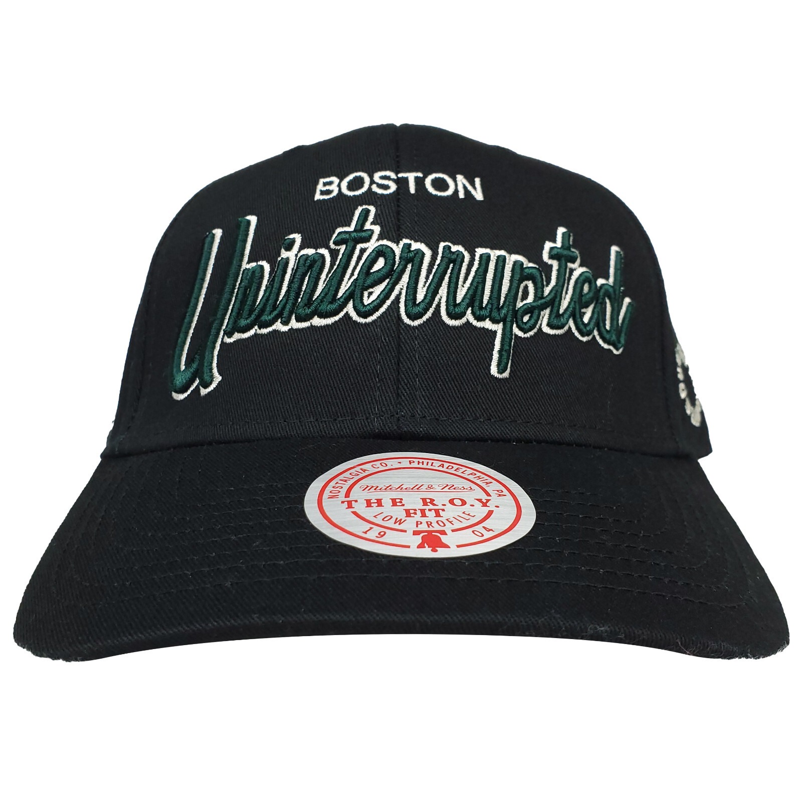 Boston Celtics Uninterrupted Mitchell & Ness NBA Dad Hat Cap 3D Logo Black NWT