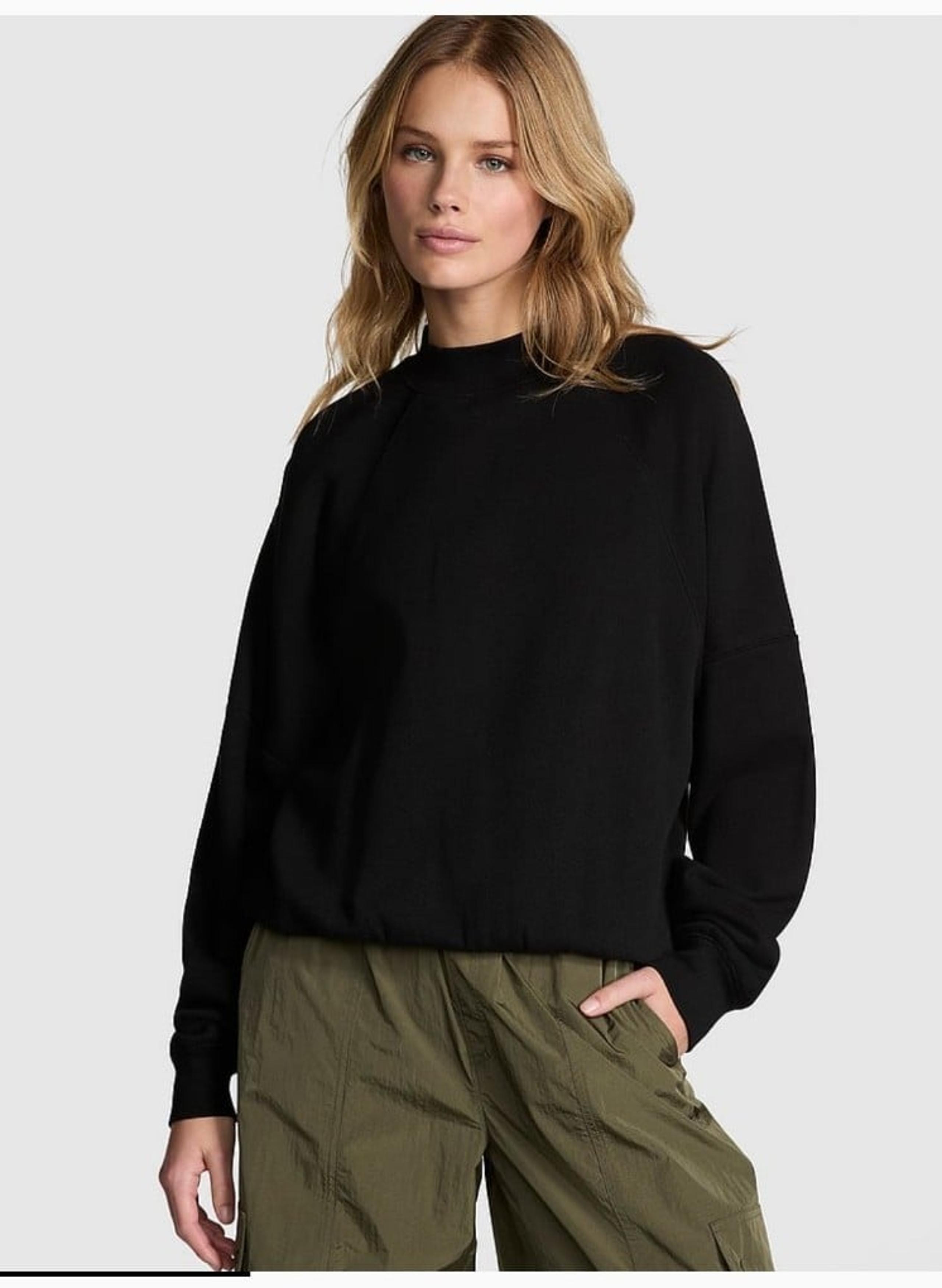 PINK - NWT - Ivy Fleece Mock-Neck Sweatshirt - Black