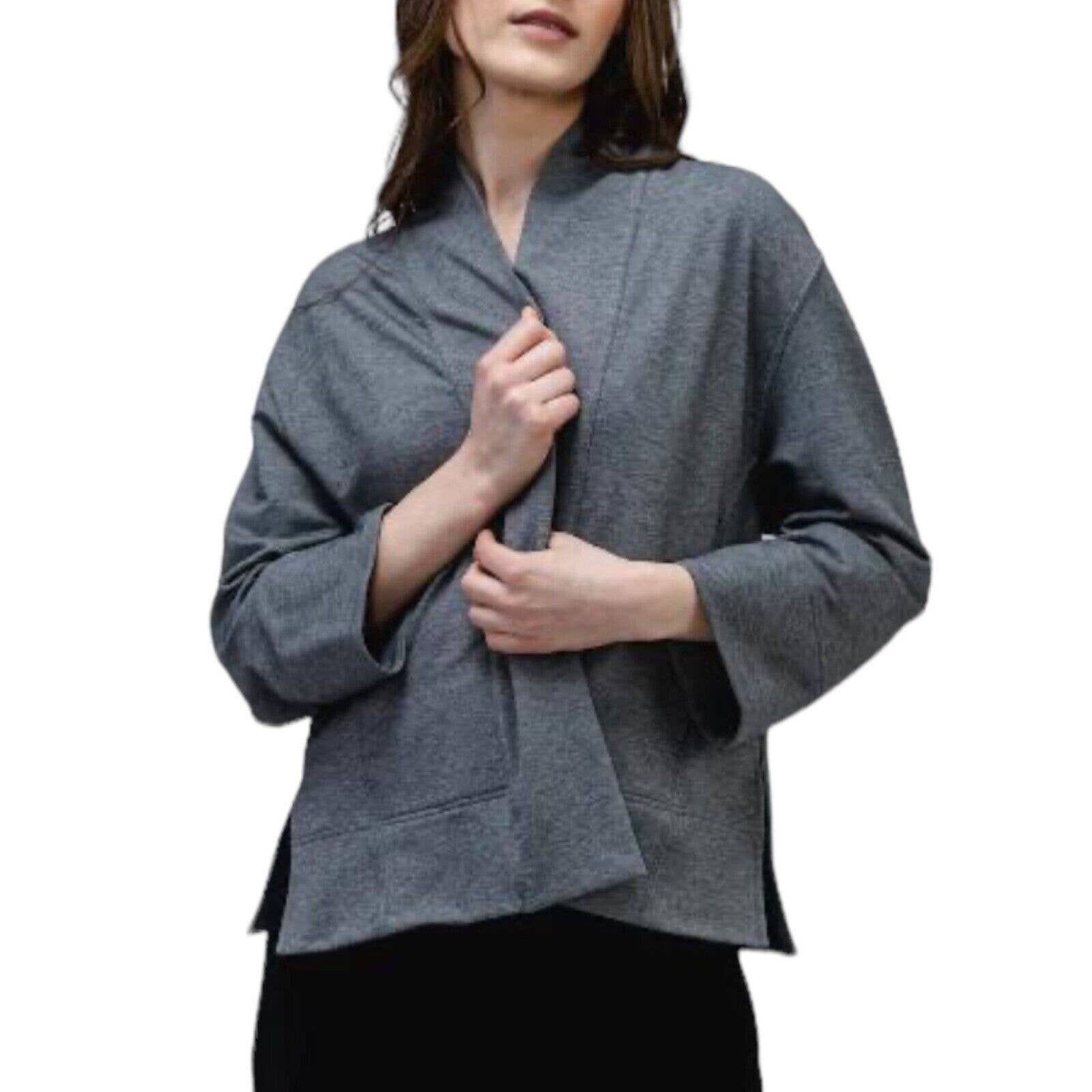 NWT Ministry Of Supply Heathered Gray Merino Blend Cardigan Sweater Womens XXS
