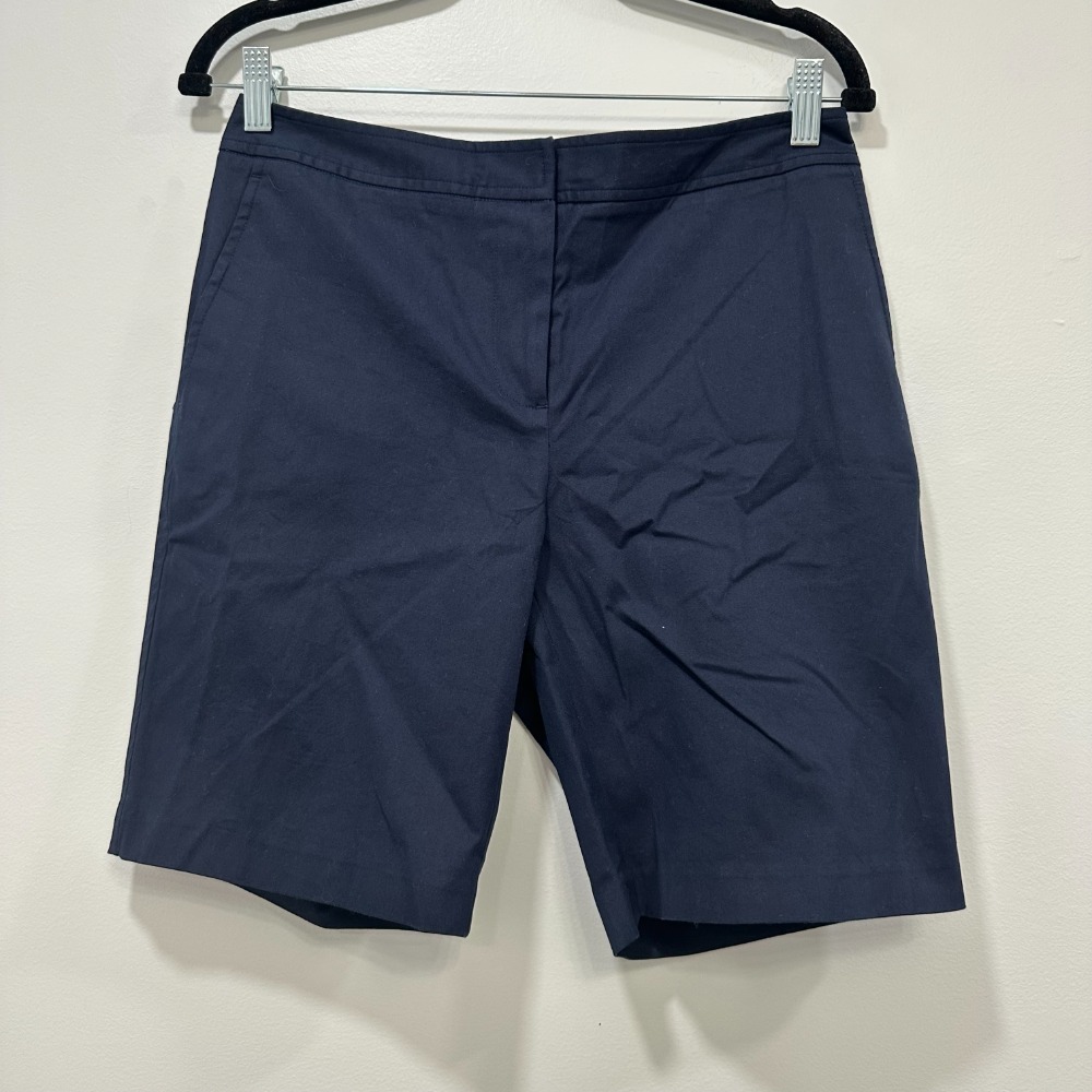 J Mclaughlin Celia Shorts 2 Navy Blue Solid Chino Cotton Blend Short Summer NEW