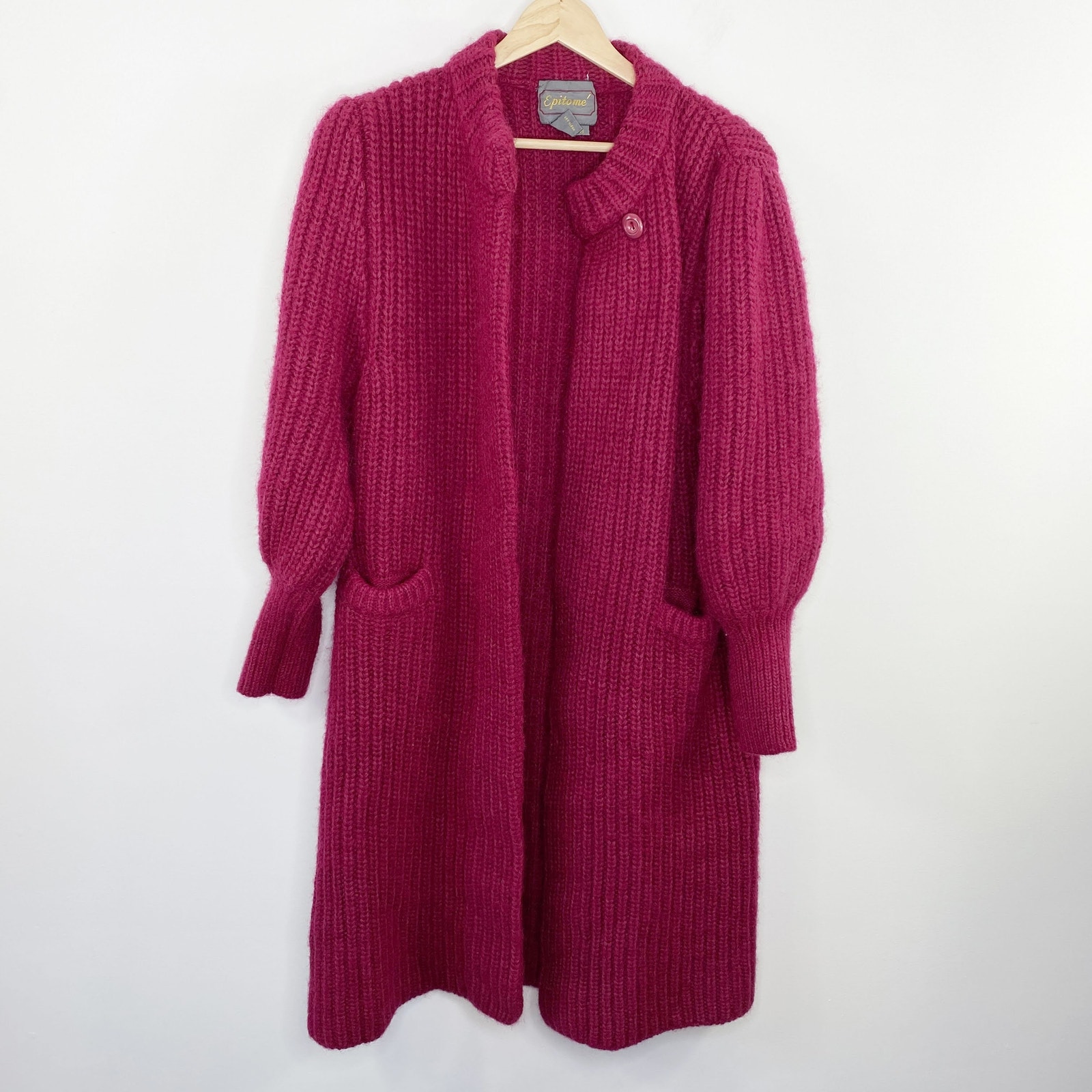 Epitome Vintage Red Wool Blend Knit Cardigan Sweater Women's Size Medium M